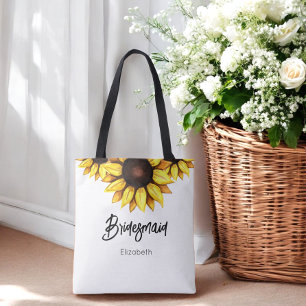 Sunflower Bridesmaid Wedding Floral Tote Bag