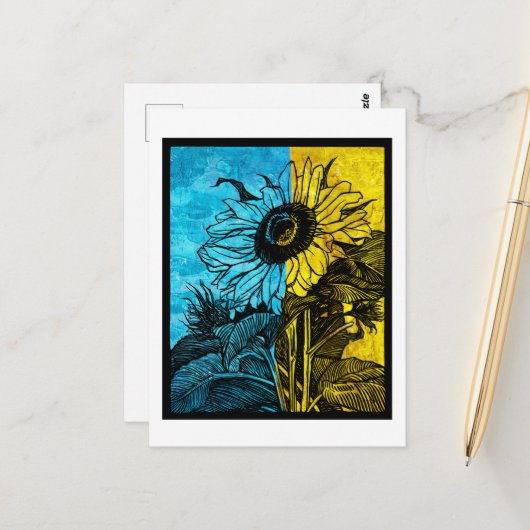 Sunflower Briefkaart (Voorkant / Achterkant in situ)