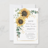 Sunflower Bright Botanical Wedding QR Code RSVP Kaartje (Voorkant)