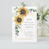 Sunflower Bright Botanical Wedding QR Code RSVP Kaartje (Staand voorkant)