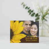 Sunflower Brown Photo Wedding Save the Date Kaart (Staand voorkant)