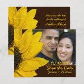 Sunflower Brown Photo Wedding Save the Date Kaart (Voorkant / Achterkant)