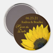 Sunflower Brown Wedding Save the Date Magnet (Voorkant / Achterkant)