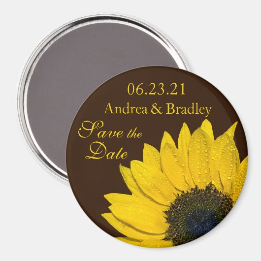Sunflower Brown Wedding Save the Date Magnet (Voorkant / Achterkant)