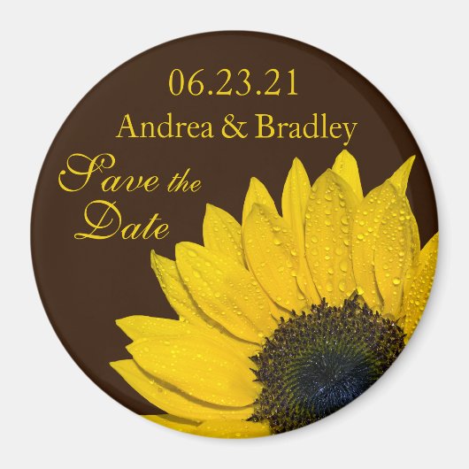 Sunflower Brown Wedding Save the Date Magnet (Voorkant)