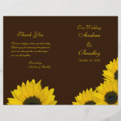 Sunflower Brown Yellow Wedding Programme (Voorkant)