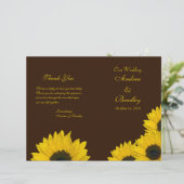 Sunflower Brown Yellow Wedding Programme (Staand voorkant)