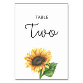Sunflower bruiloft Twee tabelnummer Kaart (Voorkant)