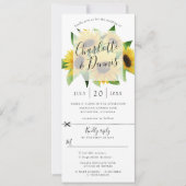 Sunflower bruiloft uitnodiging rsvp gekoppeld (Voorkant)