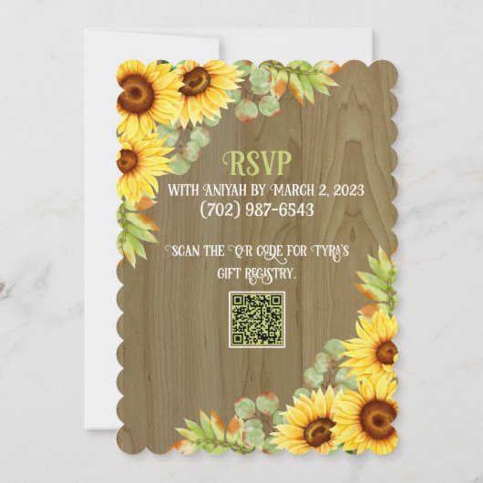 Sunflower Bubby & Brunch Bridal Shower Invitation Kaart (Achterkant)