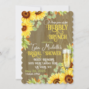 Sunflower Bubby & Brunch Bridal Shower Invitation Kaart
