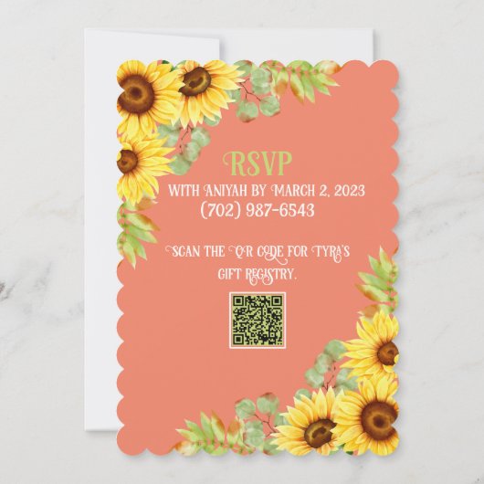 Sunflower Bubby & Brunch Bridal Shower Invitation Kaart (Achterkant)