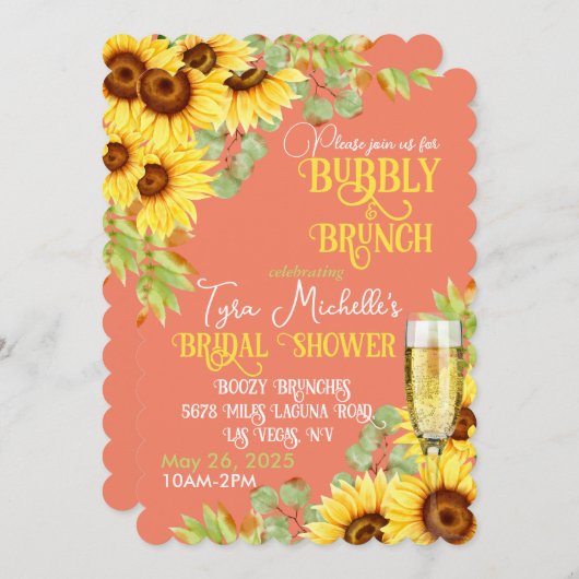 Sunflower Bubby & Brunch Bridal Shower Invitation Kaart (Voorkant / Achterkant)
