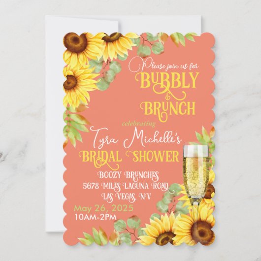 Sunflower Bubby & Brunch Bridal Shower Invitation Kaart (Voorkant)