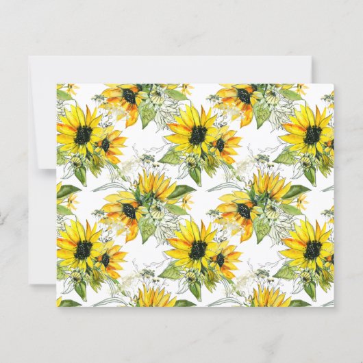 Sunflower Budget Uitnodiging tot bruiloft. (Achterkant)