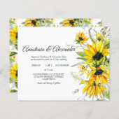 Sunflower Budget Uitnodiging tot bruiloft. (Voorkant / Achterkant)