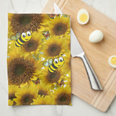 Sunflower Bumblebee Kitchen Towel Theedoek (Quarter Fold)