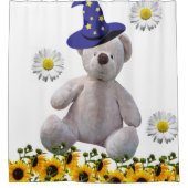 Sunflower Bumblebee WhiteTeddy Beer Showgordijn Douchegordijn (Voorkant)