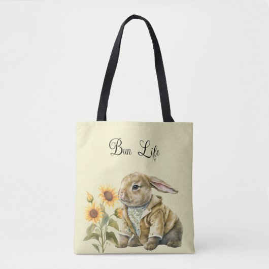 Sunflower Bunny Canvas tas (Voorkant)