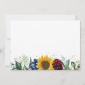 Sunflower Burgundy Blue Floral Foto Save the Date (Achterkant)