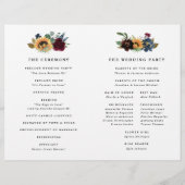 Sunflower Burgundy Blue Folded Wedding Programs (Achterkant)
