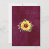 Sunflower Burgundy Floral Border Fall Wedding Kaart (Achterkant)