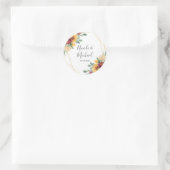 Sunflower Burgundy Floral Gold Geometric Wedding Ronde Sticker (Tas)