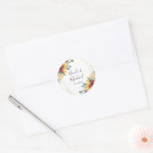 Sunflower Burgundy Floral Gold Geometric Wedding Ronde Sticker (Envelop)