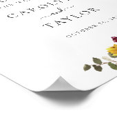 Sunflower Burgundy Greenery Wedding Welcome Sign Poster (Hoek)