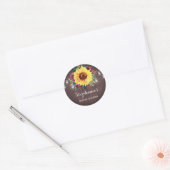 Sunflower Burgundy Jars Vrijgezellenfeest Ronde Sticker (Envelop)
