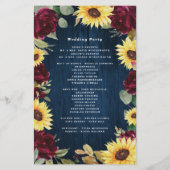 Sunflower Burgundy Navy Blue Wedding Programs (Achterkant)