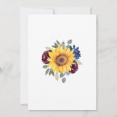 Sunflower Burgundy Navy Floral Geometric Wedding Kaart (Achterkant)