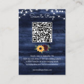Sunflower Burgundy Navy Wood Weddenschap QR Code R Informatiekaartje (Voorkant)