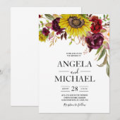 Sunflower Burgundy Red Blush Peony Roos Kaart (Voorkant / Achterkant)