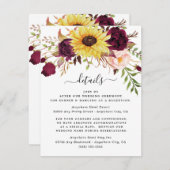 Sunflower Burgundy Red Blush Peony Roos Weddenscha Informatiekaartje (Voorkant / Achterkant)