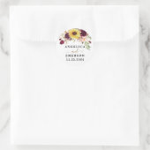 Sunflower Burgundy Red Blush Peony Roos Weddenscha Ronde Sticker (Tas)
