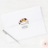 Sunflower Burgundy Red Blush Peony Roos Weddenscha Ronde Sticker (Envelop)