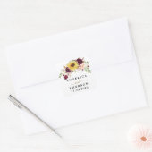 Sunflower Burgundy Red Blush Peony Roos Weddenscha Vierkante Sticker (Envelop)