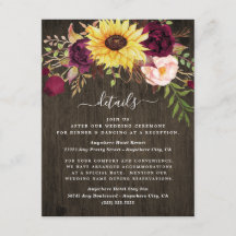 Sunflower Burgundy Red Roses Rustic Wood Weddensch