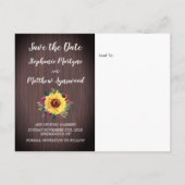 Sunflower Burgundy Roos Border Wood Save the Date Aankondigingskaart (Achterkant)