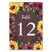 Sunflower Burgundy Roos Border Wood Weddenschap Kaart (Voorkant)