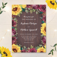 Sunflower Burgundy Roos Border Wood Weddenschap