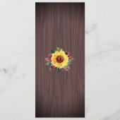 Sunflower Burgundy Roos Border Wood Weddenschap Menu (Achterkant)