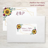Sunflower Burgundy Roos Geometric Gold Address Etiket