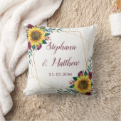 Sunflower Burgundy Roos Geometric Wedding Kussen (Deken)