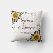 Sunflower Burgundy Roos Geometric Wedding Kussen (Achterkant)