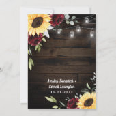 Sunflower Burgundy Roos Mason Jar Thed Wedding Kaart (Achterkant)