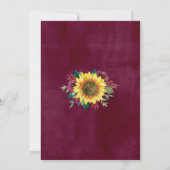 Sunflower Burgundy Roos String Lights Fall Wedding Kaart (Achterkant)