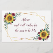 Sunflower Burgundy Roos Vrijgezellenfeest Advice K (Achterkant)