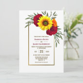 Sunflower Burgundy Roos Weddenschap Kaart (Staand voorkant)